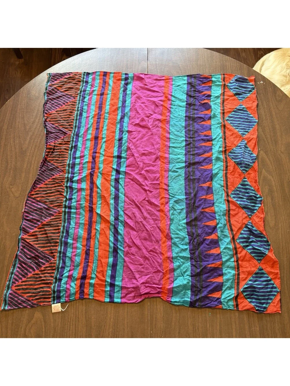 Vintage 80s/90s 100% Silk Designer Colorful Scarf